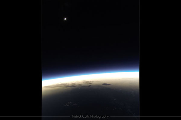 The total solar eclipse photographed from 72,000 feet on a high altitude balloon.&nbsp; August 21, 2017