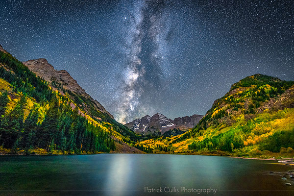 Milky Way and the Maroon Bells in Fall by Patrick Cullis
