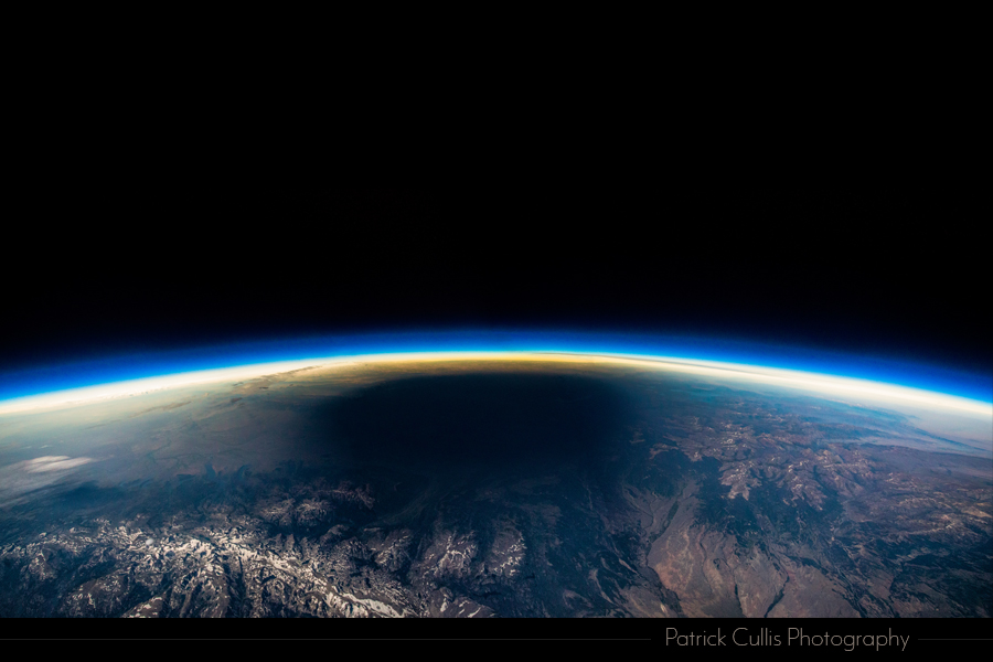 Photograph of the moon shadow cast on Wyoming during August 21, 2017 total solar eclipse.&nbsp; High altitude balloon at 72,000 feet.